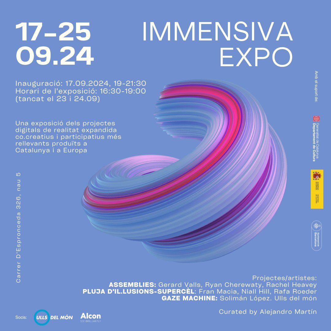 Fundació Catalunya Cultura (@fcatcultura) on Twitter photo 📢No et perdis la inauguració de la IMMENSIVA Expo 2024 que organitza <a href="/esproncedabcn/">ESPRONCEDA Institute of Art & Culture</a>
📅17/09 de 19 a 21.30 h
📍C/d'Espronceda 326, Nau 5, #Barcelona
🔝La mostra reunirà els projectes digitals de realitat expandida més destacats de Catalunya i Europa.
#ComunitatIMPULSA 📢No et perdis la inauguració de la IMMENSIVA Expo 2024 que organitza <a href="/esproncedabcn/">ESPRONCEDA Institute of Art & Culture</a>
📅17/09 de 19 a 21.30 h
📍C/d'Espronceda 326, Nau 5, #Barcelona
🔝La mostra reunirà els projectes digitals de realitat expandida més destacats de Catalunya i Europa.
#ComunitatIMPULSA
