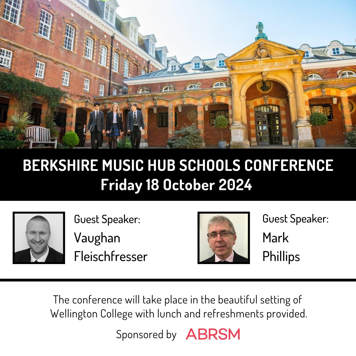berksmusictrust's tweet photo. Join us at the Berkshire Music Hub Schools Conference at @WellingtonUK, sponsored by @ABRSM. An inspiring day of learning for all music educators!

Click here for more info and booking details: https://t.co/oVoI6FZj7C

#schoolsconference #musiceducation https://t.co/88t8LIPJxW