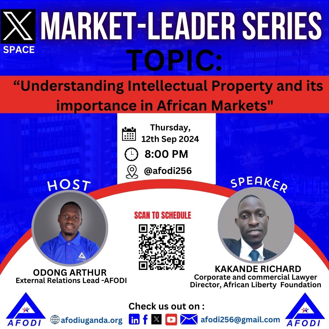 afodi256's tweet photo. Come discover how Intellectual Property (IP) shapes business growth and innovation within markets.
We’re diving into "Understanding Intellectual Property and Its Importance in African Markets" with a prominent corporate and commercial lawyer.
Schedule: https://t.co/VQ35BsEQxt https://t.co/mQyEFLQZjY