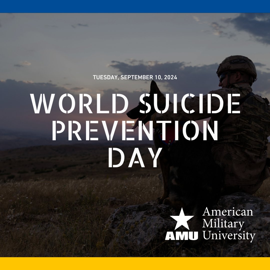 AmericanMilU's tweet image. Today is World Suicide Prevention Day, a reminder that every conversation can be a lifeline. 

Together, we can help break the stigma and ensure that no one fights alone. 💙 

#WorldSuicidePreventionDay #YouMatter #SupportAndStrength #MentalHealthMatters #AMU4LIFE