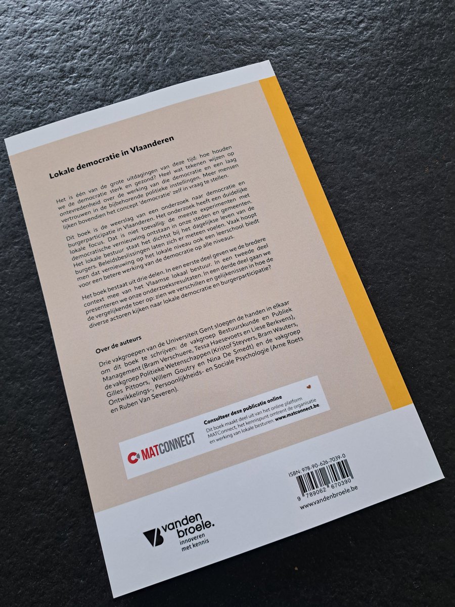 Vers van de pers, en net op tijd voor de nieuwe lokale legislatuur die in december start! Dit boek  is de weerslag van een grootschalig onderzoek naar lokale democratie en  burgerparticipatie in Vlaanderen. Voorstelling op maandag 16/9. Meer info: opleidingen.vandenbroele.be/nl-be/opleidin…