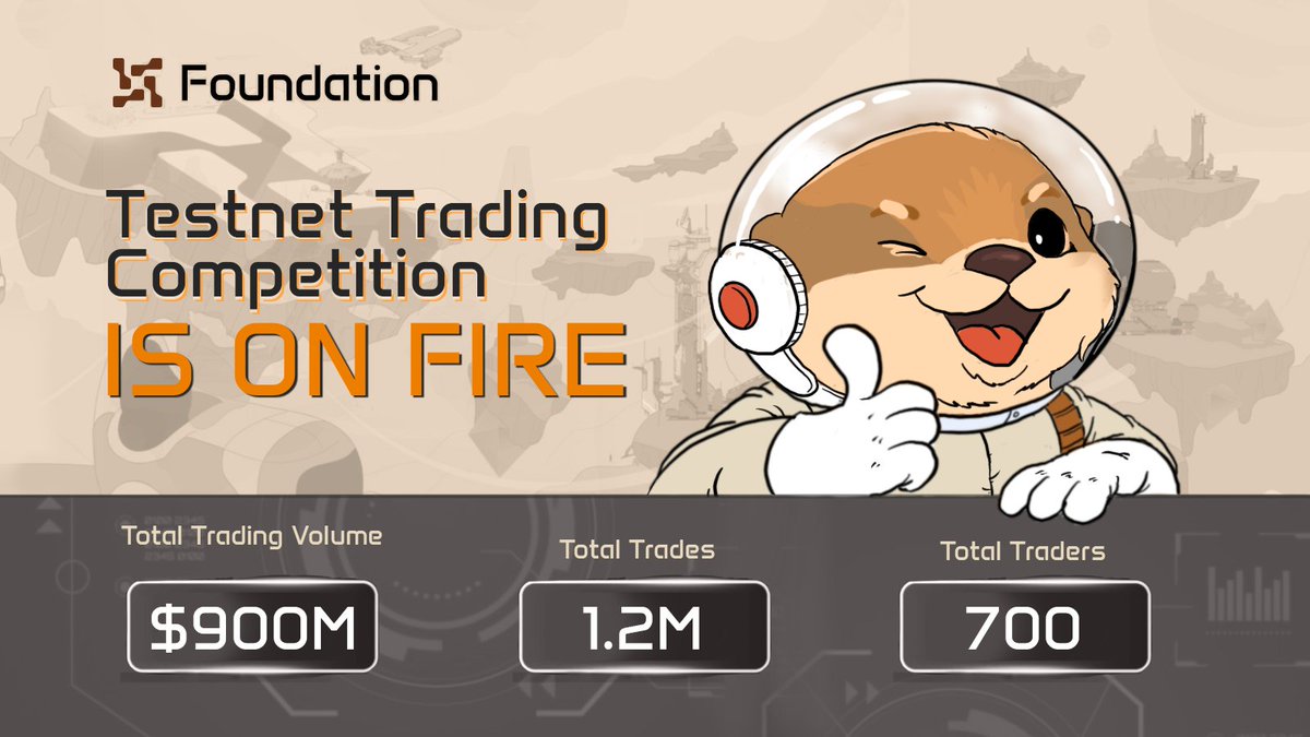 foundation_nw's tweet image. 📊 Testnet Competition IS ON FIRE! 📊
Here’s where things stand so far:
📈 Total Trading volume: $946M
💼 Total Trades: 1.2M
🔥 Highest Trading Volume: $19.3M
🏅 Leaderboard is heating up!
Keep pushing and climb the ranks!