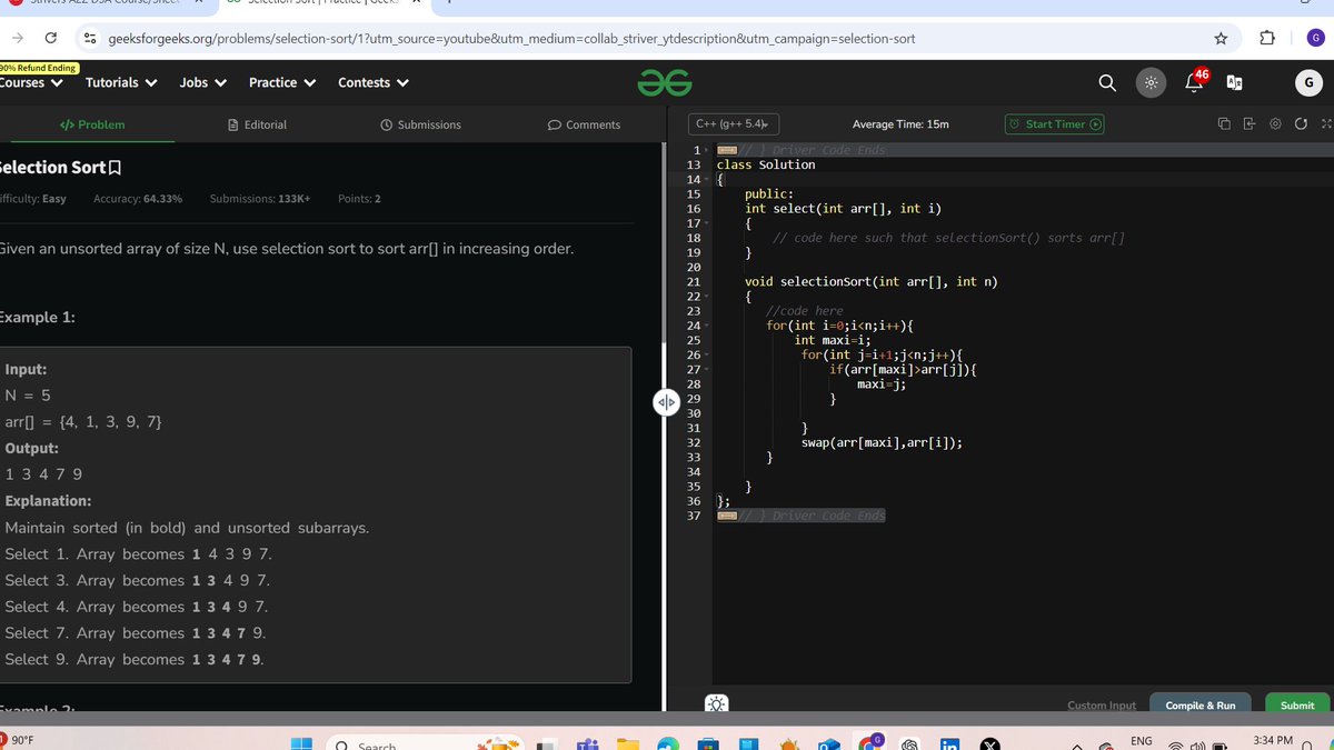 mr_venkey_06's tweet image. 🎉 Day 1 of 50: DSA with C++ - Sorting!
Today’s focus:
Selection Sort 🔄
Bubble Sort 🛁
Insertion Sort 🔽
✨ Key Takeaway: Each has its own pros and cons, but they're fundamental!
Stay tuned for more as I continue my 50 Days of DSA journey!
#50DaysOfDSA #CppChallenge #Sorting