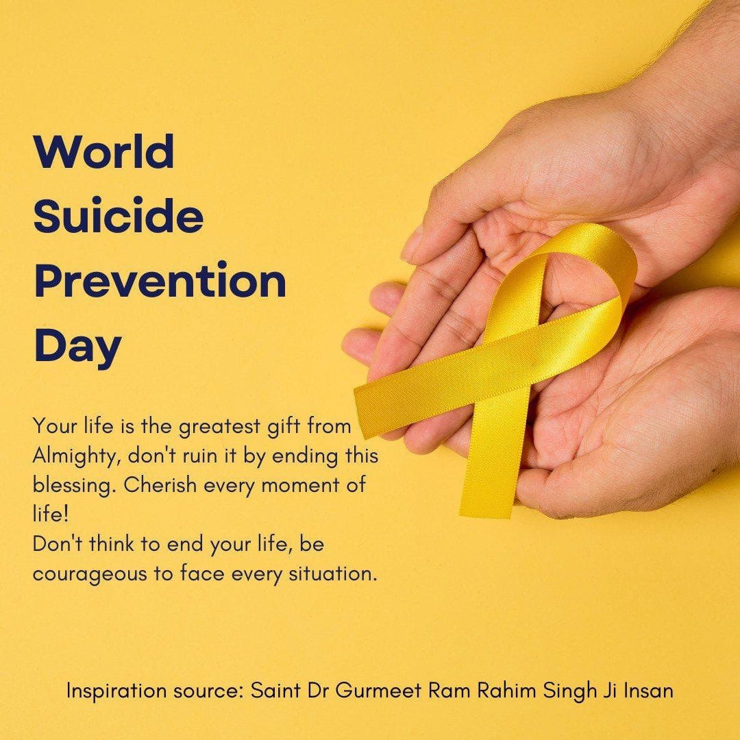Human birth has a divine purpose. <a href="/Gurmeetramrahim/">Dr.GURMEET RAM RAHIM</a> ji teaches that one should live every moment in devotion to the Lord to attain His grace. By dedicating every breath to this devotion, one can find true happiness.
#WorldSuicidePreventionDay
#SuicidePrevention