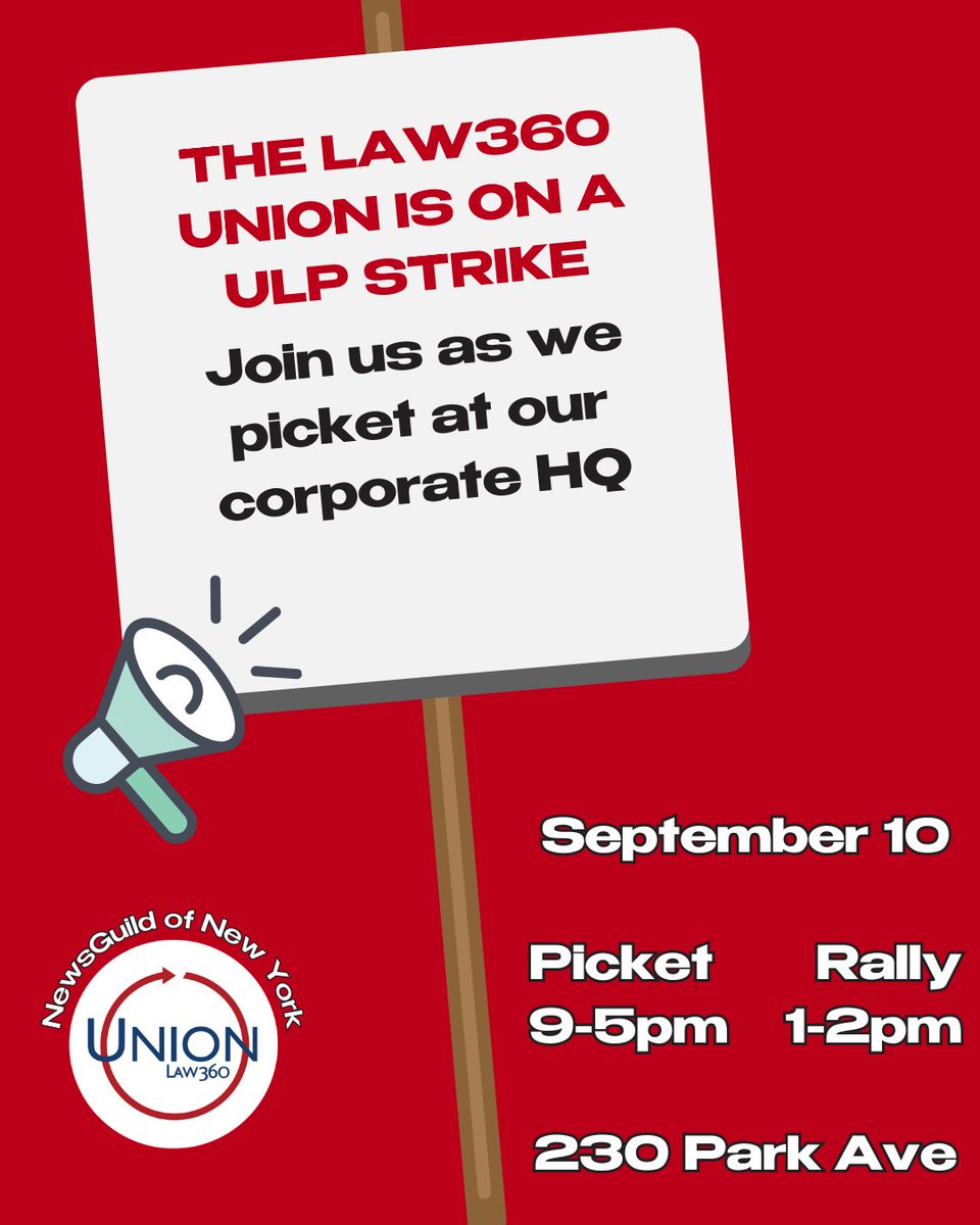IT'S OFFICIAL: <a href="/law360union/">Law360Union</a> is on a ULP strike. We urge everyone to honor our digital picket line - do not click on or open any content from <a href="/Law360/">Law360</a>.  SEE YOU AT THE PICKET LINE