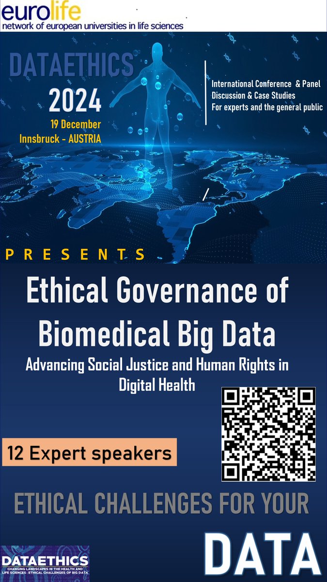 DATAETHICS International Conference in Innsbruck, Austria!

🗓19 December 2024
Topic: Advancing Social Justice and Human Rights in Digital Health

📊Explore ethical challenges around fairness and rights in the use of your data in digital health.

Registration opens on 15.09.2024