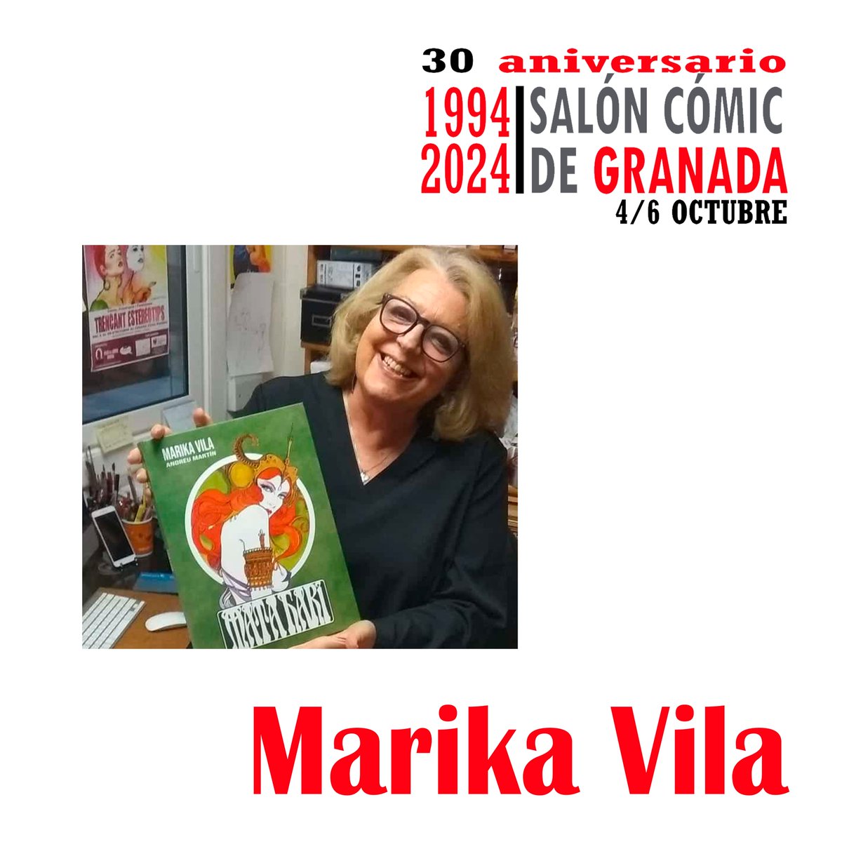 Invitados nueva edición  #comicGR, comenzamos con la mítica Marika Vila, luchando por los derechos de las mujeres con su arte: Papus, Trocha, etc...

4 -6 octubre en la Fuente de las Batallas os esperamos a todas y todos.

Toda la info aquí

saloncomicgranada.com/invitadas-os/