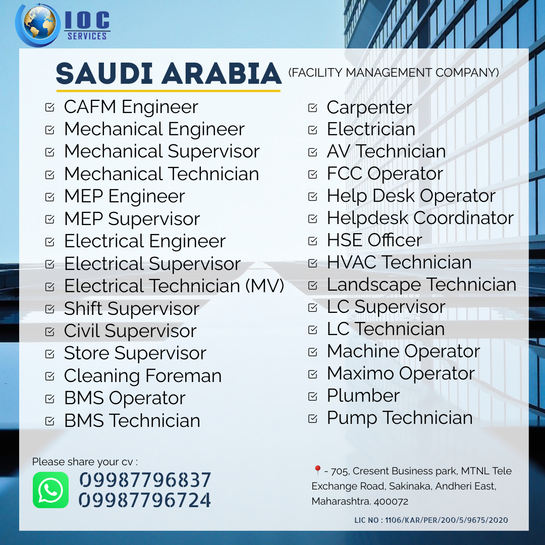 iocsgroup's tweet image. JASH TECHNICAL SERVICES - SAUDI ARABIA
#FacilityManagement
#FacilitiesServices
#FMServices
#BuildingMaintenance
#OperationalExcellence
#FacilitySolutions
#WorkplaceSafety
#EngineeringExcellence
#MechanicalEngineering
#MEPEngineer
#AVTechnician
#LandscapeTechnician
