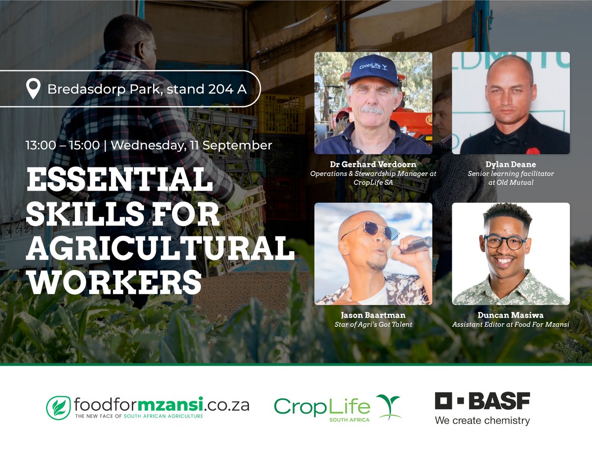 Tomorrow, 11 September, agricultural workers from across the Western Cape will attend a special <a href="/foodformzansi/">Food For Mzansi</a>  event at NAMPO Cape where they will receive essential training on responsible pesticide management led by Dr Gerhard Verdoorn.