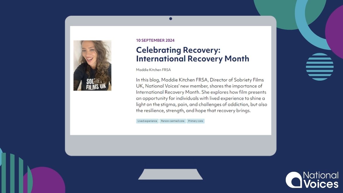 National Voices (@nvtweeting) on Twitter photo In this blog, Maddie Kitchen, Director of <a href="/UkSobriety/">Sobriety Films UK</a>, shares the importance of #InternationalRecoveryMonth.
She explores how film presents an opportunity for individuals with lived experience to shine a light on the challenges of addiction, but also the resilience that In this blog, Maddie Kitchen, Director of <a href="/UkSobriety/">Sobriety Films UK</a>, shares the importance of #InternationalRecoveryMonth.
She explores how film presents an opportunity for individuals with lived experience to shine a light on the challenges of addiction, but also the resilience that