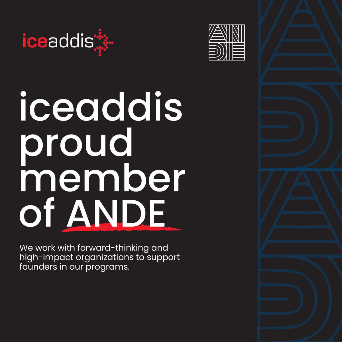 🚀 Exciting News! iceaddis is now a proud member of the Aspen Network of Development Entrepreneurs (ANDE)! ANDE is the global voice of the small and growing business sector, dedicated to strengthening ecosystems that promote prosperity and end poverty. 

By working alongside