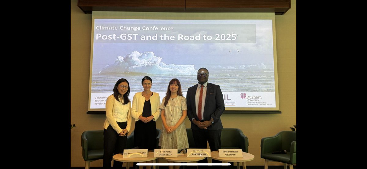 CIL Energy Law and Policy (@cil_energy) on Twitter photo Denise (#CILEnergy Team) moderated a panel session on #JustTransition at the <a href="/NUS_CIL/">NUS Centre for International Law</a> <a href="/DurhamCSDLP/">CSDLP</a>
#ClimateChange Conference "Post-GST & the Road to 2025" on 2 Sep 2024. Her panel included @petra_minnerop, <a href="/dsolawuyi/">Damilola S. Olawuyi, SAN, FCIArb</a> & <a href="/DillaRakhiemah/">Aldilla Rakhiemah</a> (<a href="/aseanenergy/">ASEAN Centre for Energy</a>). Denise (#CILEnergy Team) moderated a panel session on #JustTransition at the <a href="/NUS_CIL/">NUS Centre for International Law</a> <a href="/DurhamCSDLP/">CSDLP</a>
#ClimateChange Conference "Post-GST & the Road to 2025" on 2 Sep 2024. Her panel included @petra_minnerop, <a href="/dsolawuyi/">Damilola S. Olawuyi, SAN, FCIArb</a> & <a href="/DillaRakhiemah/">Aldilla Rakhiemah</a> (<a href="/aseanenergy/">ASEAN Centre for Energy</a>).