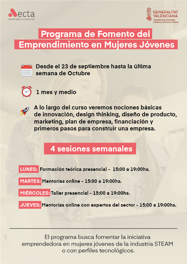 MetricSalad's tweet photo. ¡Llega el Programa de Fomento del Emprendimiento para Mujeres Jóvenes! 💡
¿Tienes ganas de emprender? Este programa GRATUITO, está dirigido a mujeres jóvenes de perfil STEAM o tecnológico, ¡no necesitas tener una idea cerrada!

🔗 ¡Inscríbete ya! https://t.co/dYihZnBP2x

@aecta https://t.co/jfWNZiPv4N