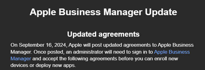 Mark your calendars on the 16th of September, updated Apple business manager agreement will be posted. #MSIntune