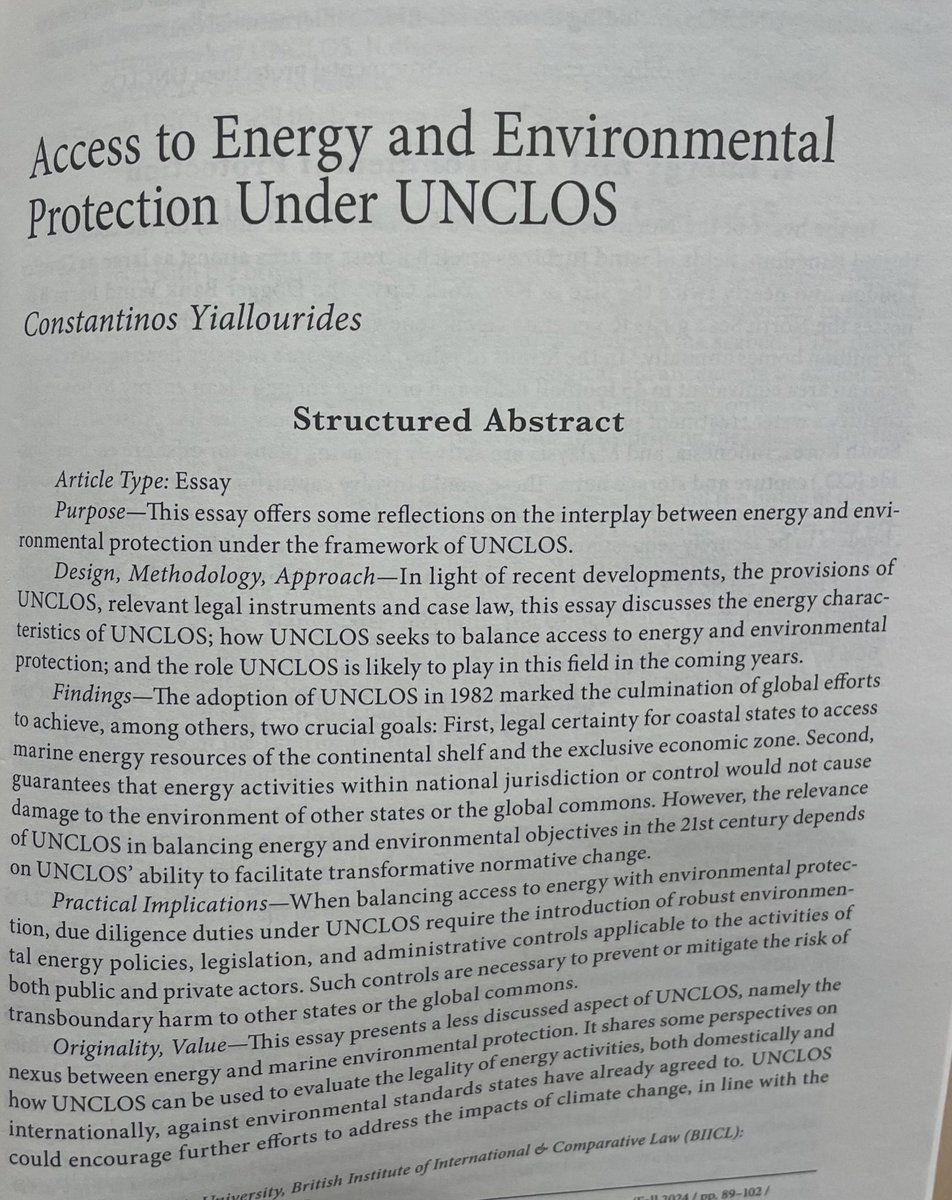 Constantinos Yiallourides (@constantinyiall) on Twitter photo Pleased to receive the latest edition of #JTMS Vol 11(2) incl. my paper “Access to Energy & Environmental Protection under UNCLOS”. I offer some reflections on the relevance of #UNCLOS in balancing #energy & #environmental objectives. #LawoftheSea #Energy <a href="/BIICL/">BIICL</a> <a href="/jtms2016/">Journal of Territorial and Maritime Studies</a> Pleased to receive the latest edition of #JTMS Vol 11(2) incl. my paper “Access to Energy & Environmental Protection under UNCLOS”. I offer some reflections on the relevance of #UNCLOS in balancing #energy & #environmental objectives. #LawoftheSea #Energy <a href="/BIICL/">BIICL</a> <a href="/jtms2016/">Journal of Territorial and Maritime Studies</a>