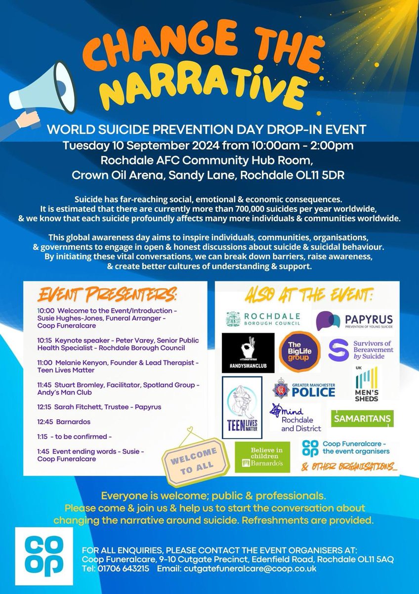 World Suicide Prevention Drop in <a href="/officiallydale/">Rochdale AFC</a> open to all