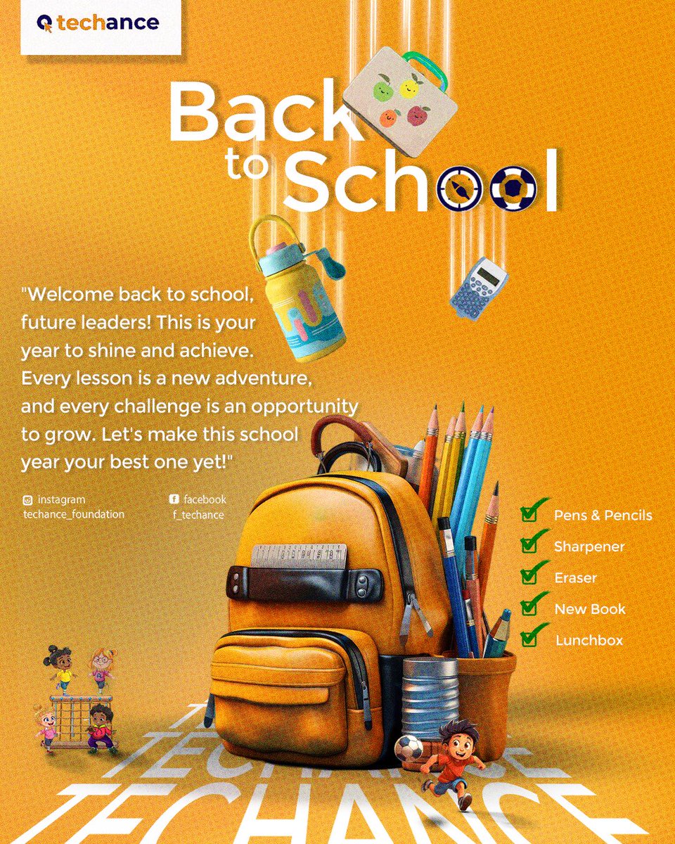 TechanceF's tweet image. Welcome back to school, future leaders! This is your year to shine and achieve.
Every lesson is a new adventure, and every challenge is an opportunity to grow. Let&apos;s make this school year your best one yet!
#happyresumption
#back2school
#techance
