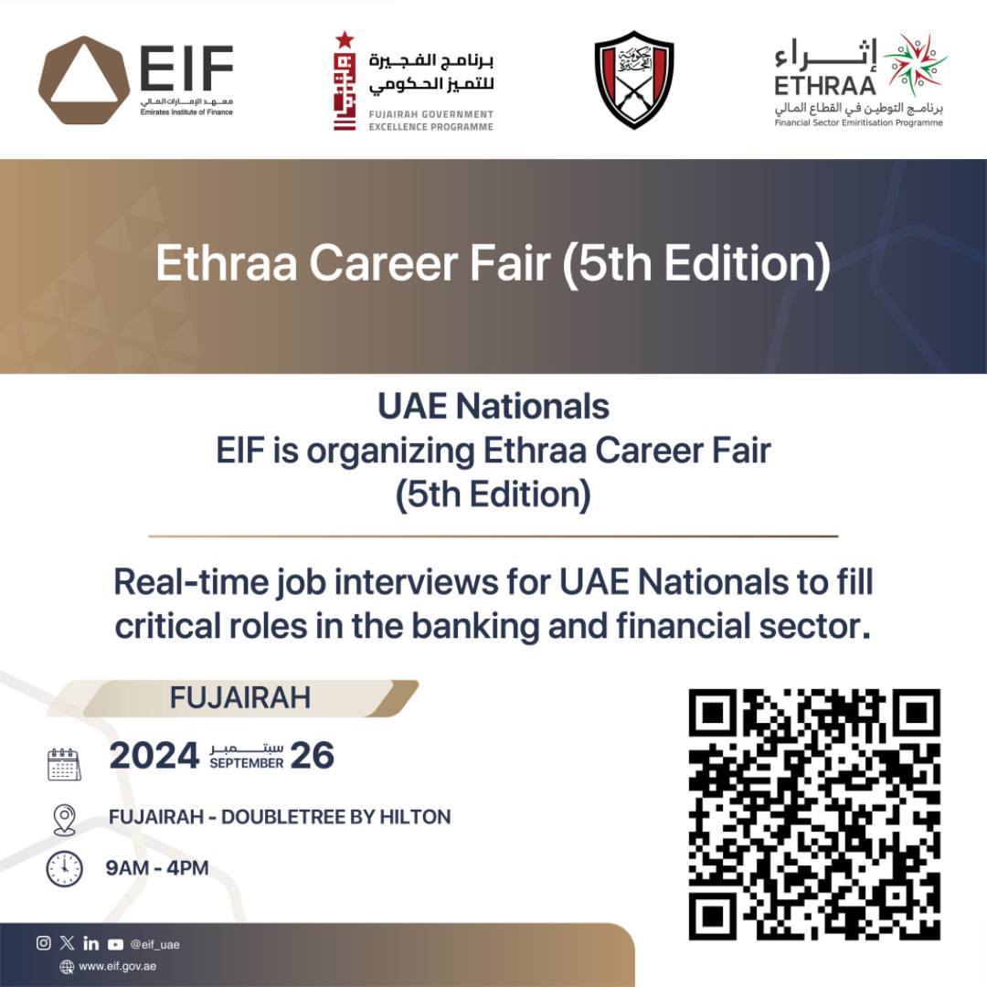 fujexcellence's tweet photo. في الدولة،
وتعرف على أفضل الشركات والمؤسسات #المصرفية والمالية الباحثة عن أفضل المهارات الوطنية للتوظيف.
تفضلوا بزيارتنا يوم الخميس 26 سبتمبر 2024 في فندق دبل تري باي هيلتون الفجيرة من ال 9 صباحًا وحتى ال 4 عصرًا. https://t.co/mmpKAuELlR