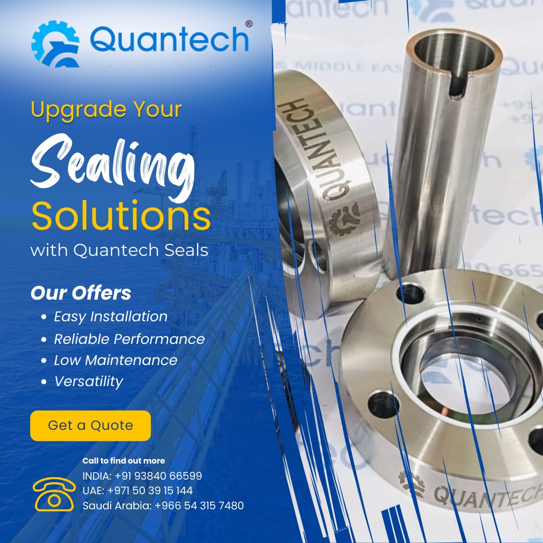 quantechseals's tweet photo. Maximize Efficiency with Quantech’s Advanced Sealing Solutions!
Our mechanical seals are designed for superior performance, durability, n leak prevention in toughest environments. From oil &amp; gas to chemical processing, we've got you covered!
#SealingSolutions #MechanicalSeals https://t.co/utAKyyDbVV