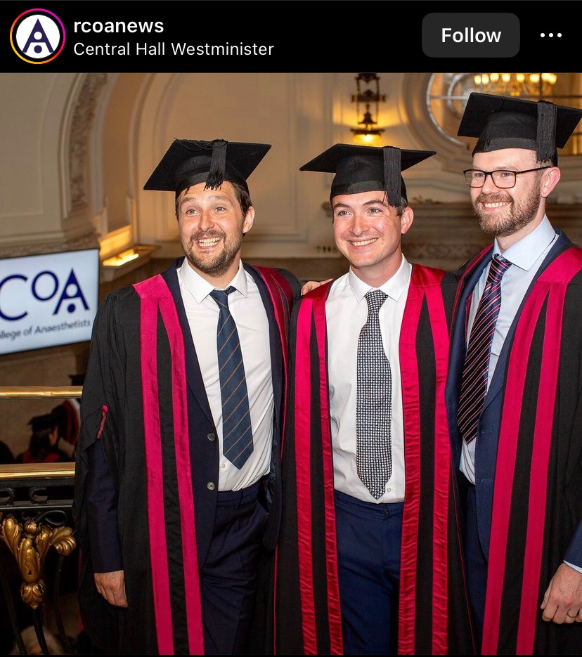 Chris Hellyar (@gasnovice) on Twitter photo Lovely picture by <a href="/HanSaulo/">Saul Perryman</a> from the #rcoadips 🙏 . These are the two legends who waited to celebrate with me.. @axbpb and Isaac Gill.
We even made the <a href="/RCoANews/">Royal College of Anaesthetists</a> instagram page Lovely picture by <a href="/HanSaulo/">Saul Perryman</a> from the #rcoadips 🙏 . These are the two legends who waited to celebrate with me.. @axbpb and Isaac Gill.
We even made the <a href="/RCoANews/">Royal College of Anaesthetists</a> instagram page