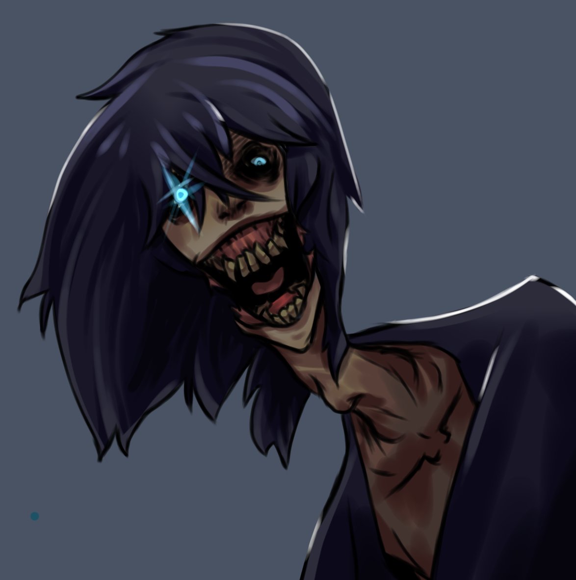 A friend told me to make a drawing of a monster/nightmare, so here it is

#ocart #digitalart #Terror #bizarre #ibisPaintX