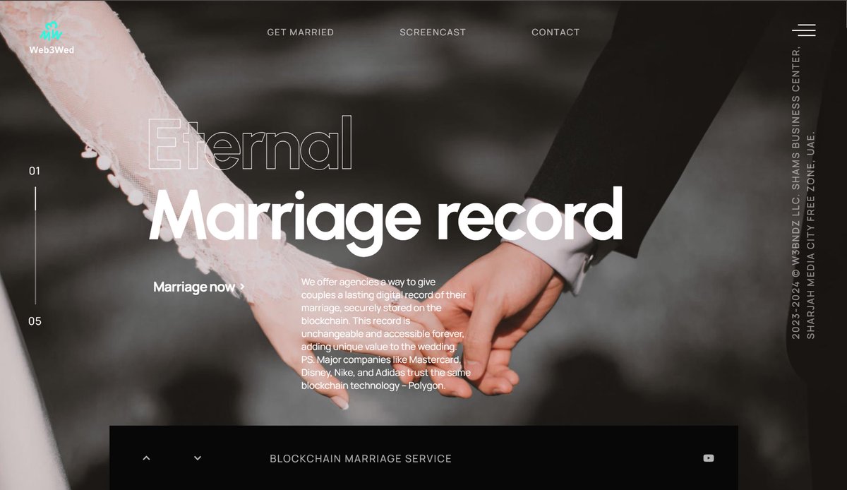 NowYouCanSeeLuv's tweet photo. https://t.co/pE9PMKzyZL

https://t.co/pE9PMKzyZL is the promotional website for https://t.co/0oNVnAvHvt, designed to help wedding organizers add new blockchain-based rituals to real-world ceremonies. It provides an easy-to-use, affordable solution to introduce digital vows as part of a modern tech-savvy experience, enhancing traditional weddings with innovative and interactive elements. #Web3 #BlockchainWeddings  #weddinginspiration