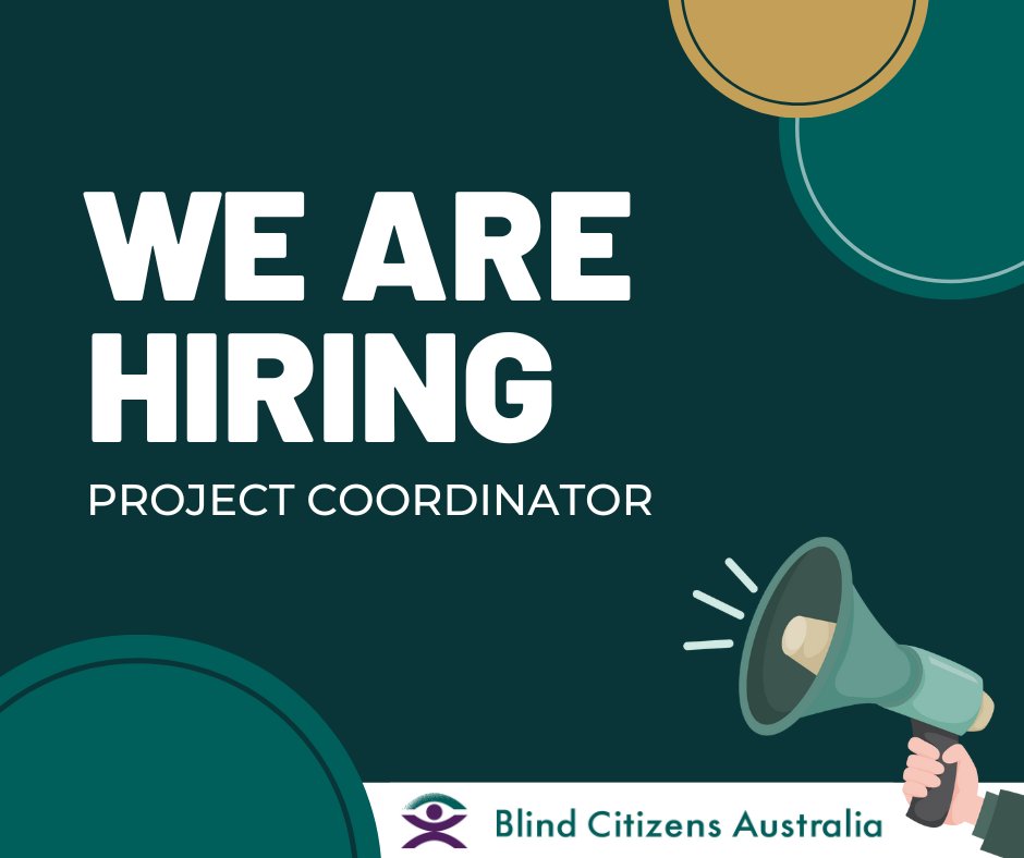 We're Hiring! We're looking for a Project Coordinator to join our team full-time.   

You’ll lead the next phase of our “Eye to the Future” project, which aims to enhance employment opportunities for people who are blind or vision impaired.

Apply now: bit.ly/3OVaUGT