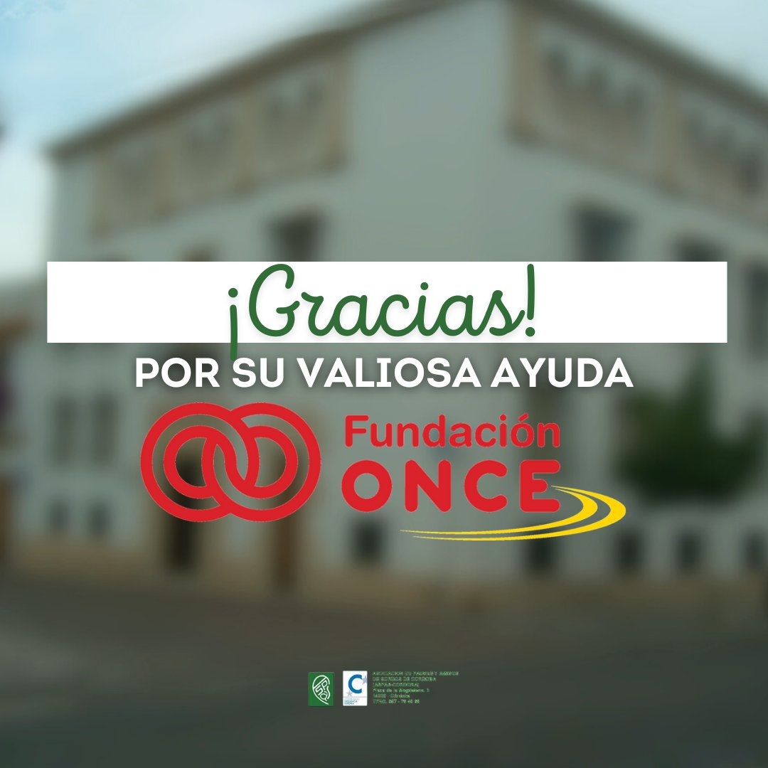 AspasCordoba's tweet photo. 👏 Desde ASPAS-CÓRDOBA agradecemos a Fundación ONCE por su apoyo, que nos permite desarrollar en 2024:

• Programa RILO (Intervención Logopédica y Auditiva) • Programa SAAF (Apoyo a Familias) • Mantenimiento de nuestra sede

¡Gracias! 💙 #ASPASCórdoba #FundaciónONCE #Inclusión https://t.co/gFbfUwacI0