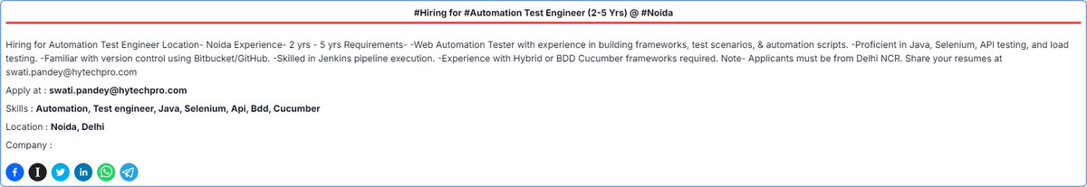 abhaybharti's tweet image. 🔍#Hiring #Python #RobotFramework #Appium #Java #Selenium
📧 Email your resume to : skbandi@radinats.com
Job Detail Link : 50jobs.in/jobs/1350
 If you like it, comment 'More' and follow  me on X!