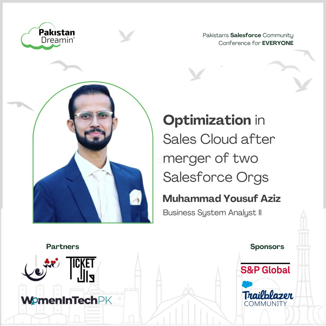 Join Muhammad Yousuf Aziz at Pakistan Dreamin' 2024 for insights on Optimization in Sales Cloud after the Merger of Two Salesforce Orgs. Discover how to manage technical debt and optimize key objects. See you in Islamabad on October 5th, 2024—register now!