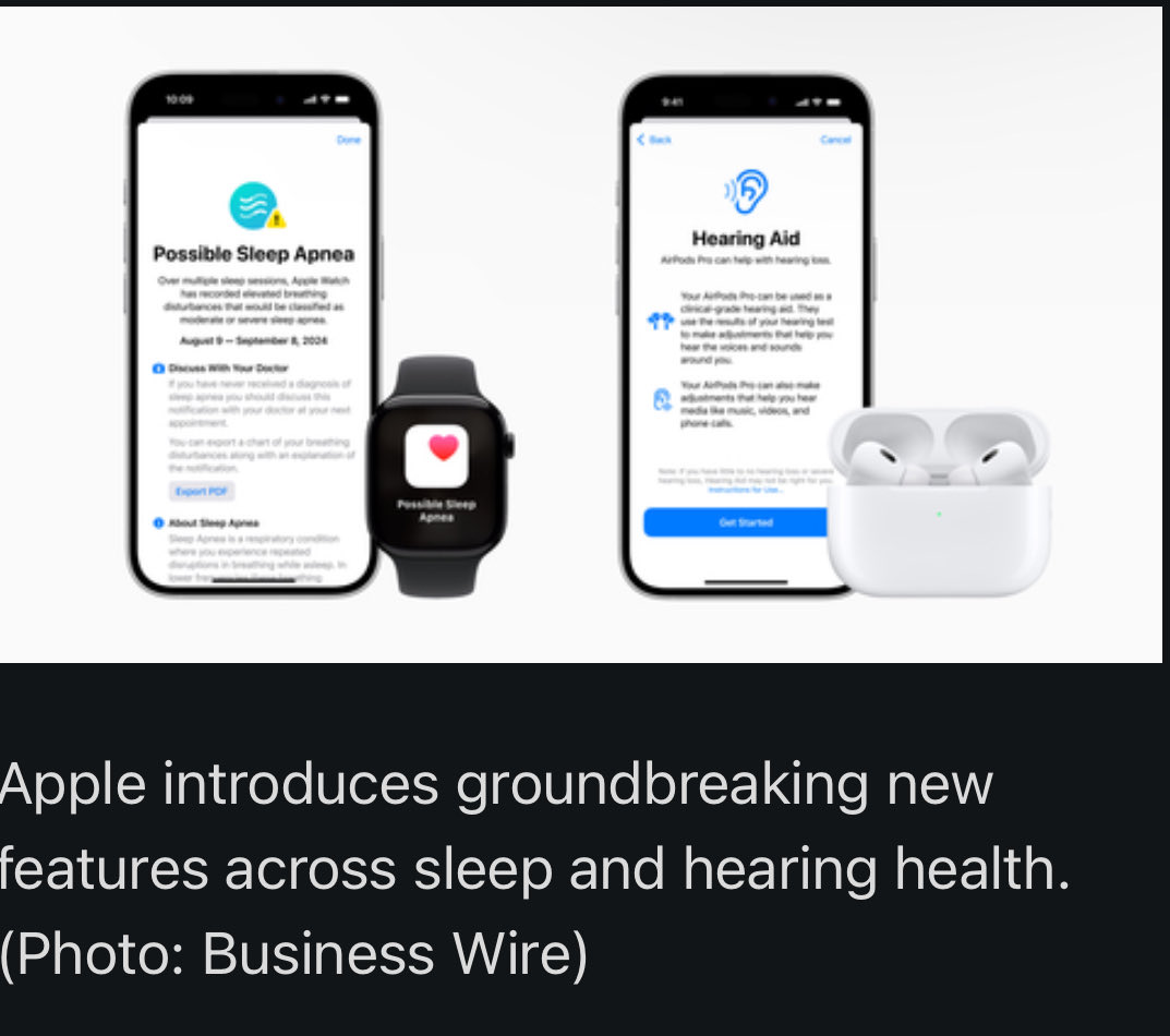 Using an innovative new Breathing Disturbances metric, sleep apnea notifications come to Apple Watch.

In addition, $AAPL is providing the world’s first all-in-one hearing health experience with new AirPods Pro.  Many ways ⁦<a href="/Apple/">Apple</a>⁩ acts as a guardian for users’ health.