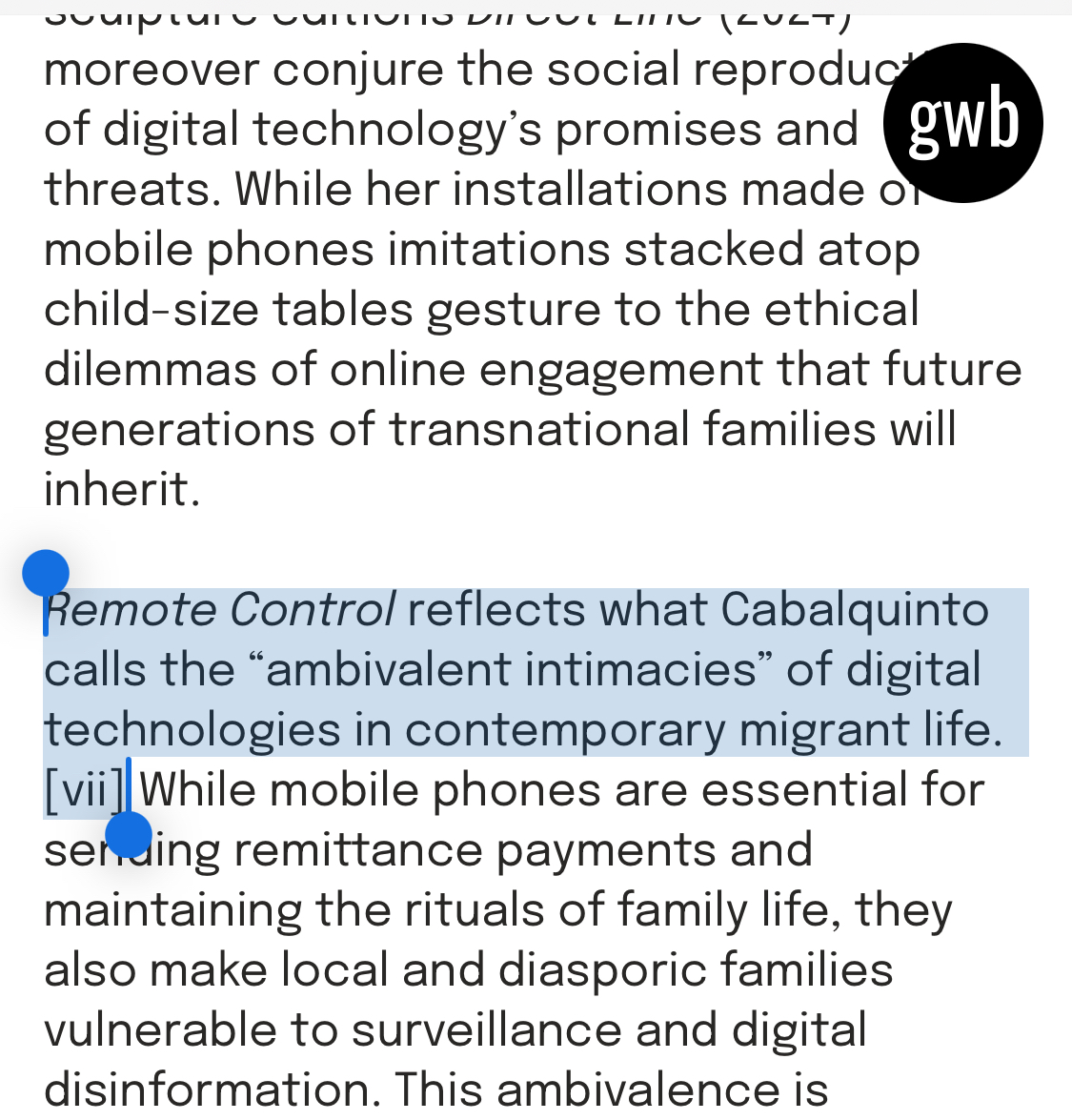 My book "(Im)mobile Homes: Family Life at a Distance in the Age of Mobile Media (Oxford Uni Press)  (global.oup.com/academic/produ…) has inspired an artist in her upcoming gallery show in Germany. She emailed me and thanked me for my work. Here is the feature: guidowbaudach.com/en/exhibitions…