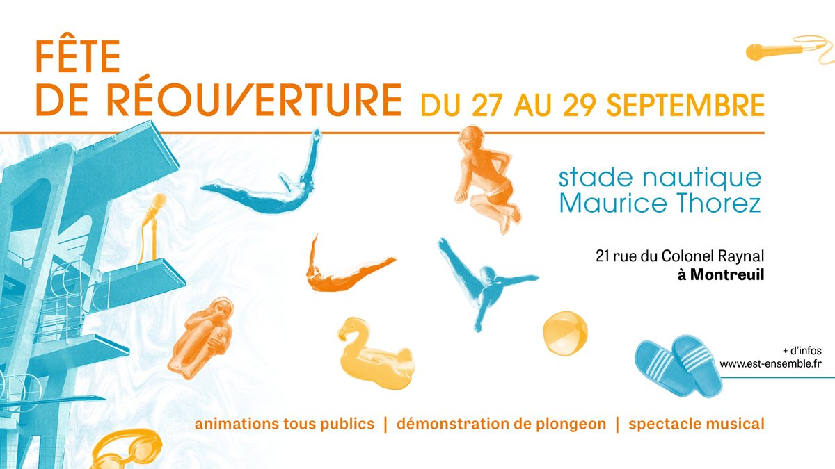 Le stade nautique Maurice Thorez (#Montreuil) a réouvert ses portes après plusieurs mois de fermeture pour rénovation. Pour fêter ça, RDV le weekend du 27-28-29 sept. ! De nombreuses animations gratuites pour petits et grands seront proposées. 
+ d'infos👉 vu.fr/GDrdA