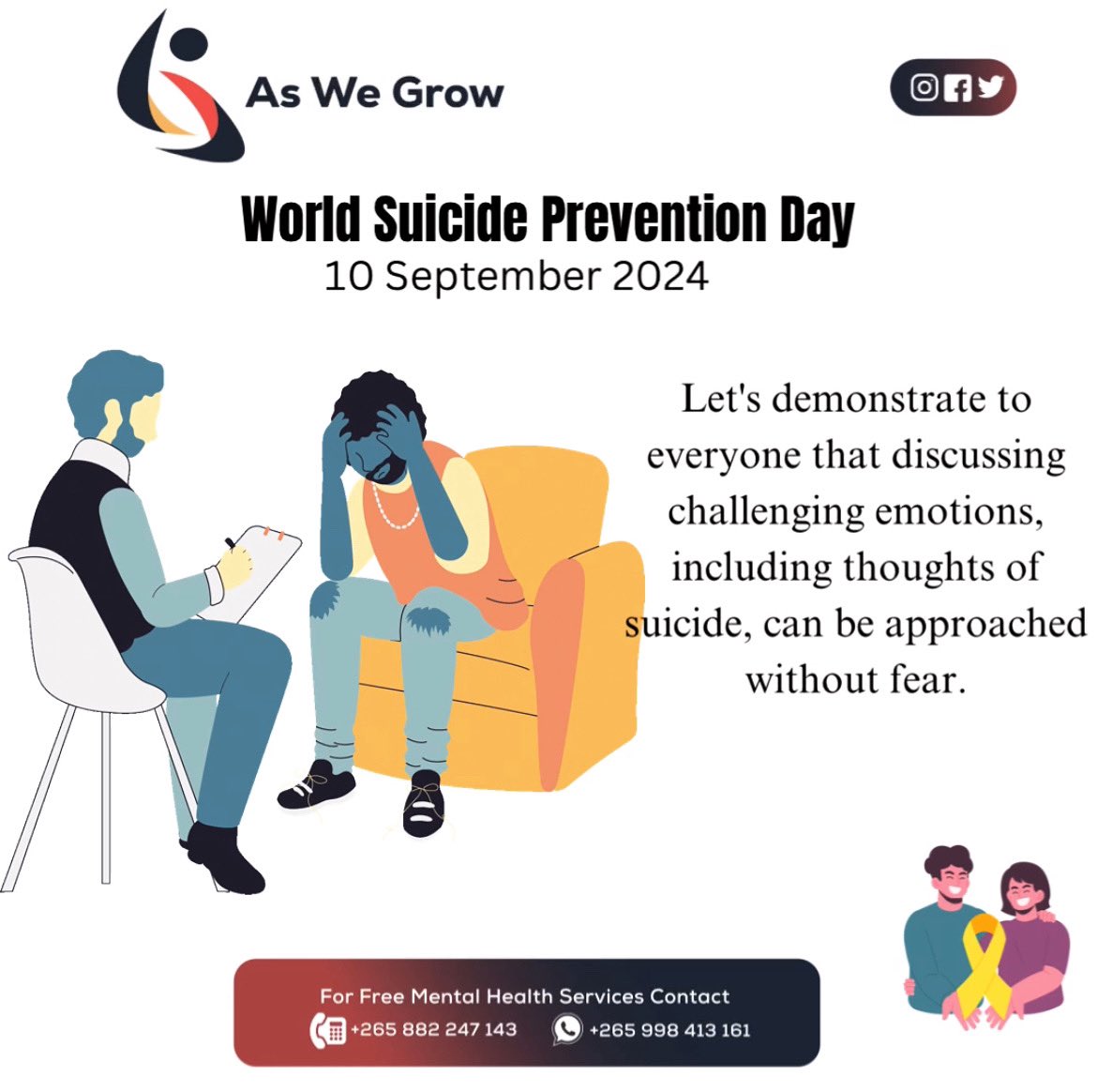 aswegrow3's tweet photo. Today &amp; every day, let’s work together to create a world where everyone feels seen, heard, &amp; supported. 

Let’s break the silence &amp; stigma surrounding mental health and suicide. Let’s choose empathy, compassion, &amp; understanding. Let’s save lives. #WorldSuicidePreventionDay https://t.co/hCF3OzM4lN