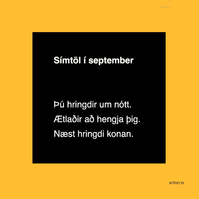 Hæka dagsins er tileinkuð Alþjóðlegum forvarnardegi sjálfsvíga og gulum september.