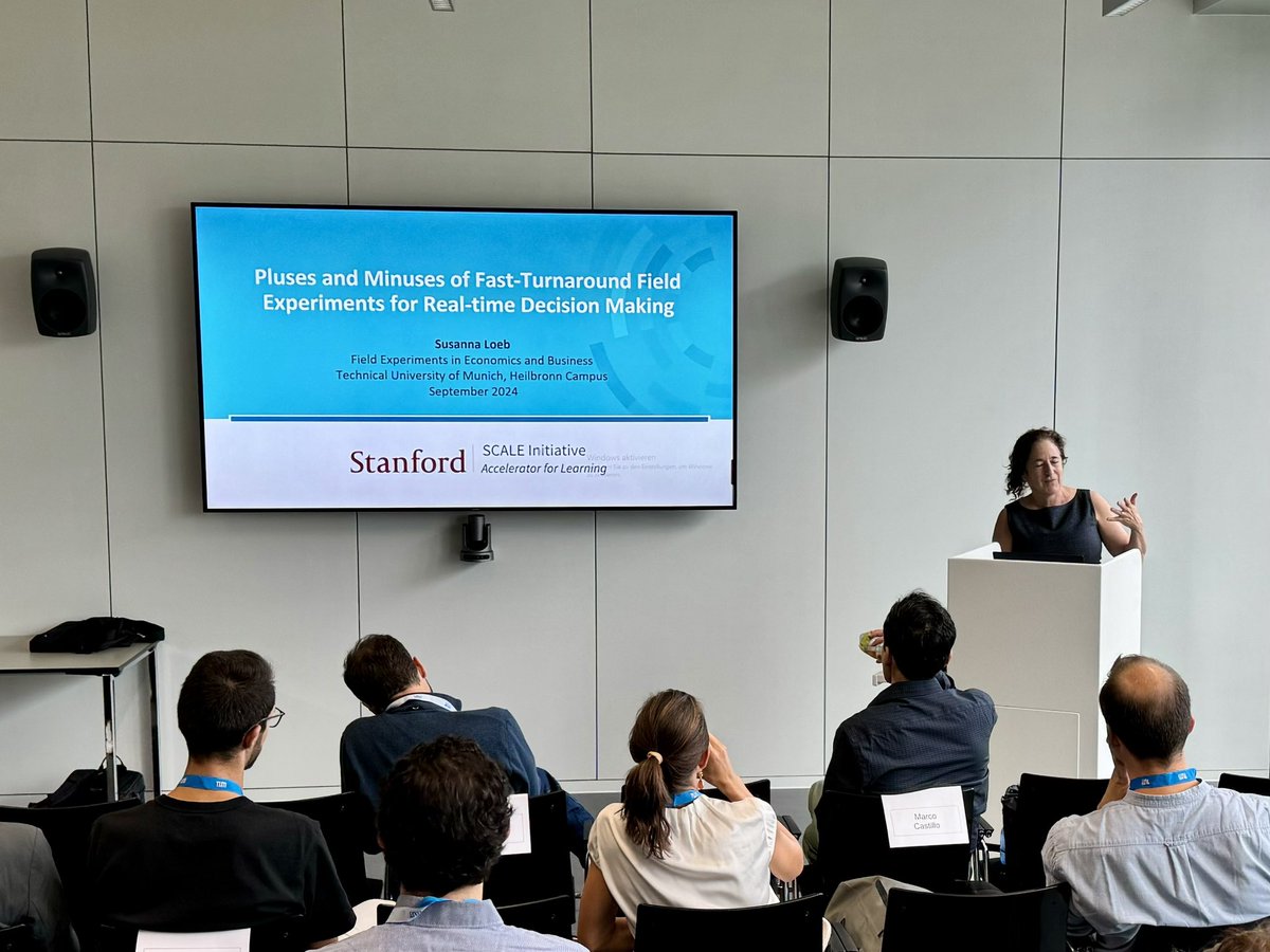 henninghermes's tweet photo. We start our final day THREE at the #Workshop on Field Experiments in #Economics and #Business @TU_Muenchen with a fantastic keynote by @susanna_loeb (@Stanford) on fast-turnaround field experiments in #education ๐๐๐ค๐
#Bildungscampus #fieldexperiments https://t.co/18RPBrZAiI