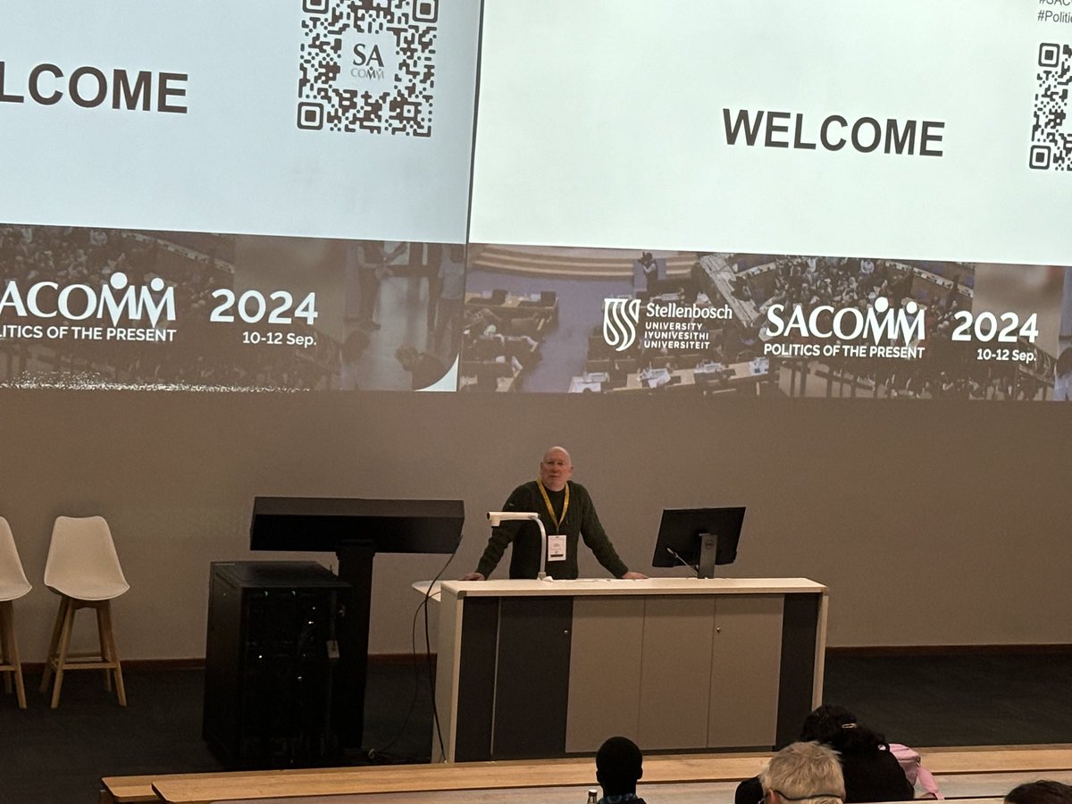 Stellenbosch Journalism (@stelliesjourn) on Twitter photo Prof <a href="/hwasser/">Herman Wasserman</a> welcomes delegates on behalf of the the department and gives praise to the conference for making it a vibrant association #SACOMM24 #PoliticsOfThePresent Prof <a href="/hwasser/">Herman Wasserman</a> welcomes delegates on behalf of the the department and gives praise to the conference for making it a vibrant association #SACOMM24 #PoliticsOfThePresent