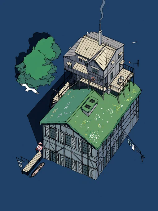 海を単色で描いてみよう、みたいな目的で描いた絵だった気がする 