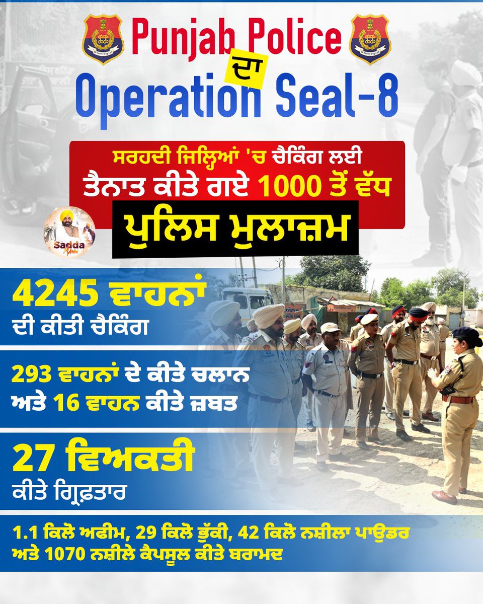ਕੰਮ ਜਾਨਦਾਰ ਪੰਜਾਬ ਪੁਲਿਸ ਸ਼ਾਨਦਾਰ 🔥🔥

<a href="/PunjabPoliceInd/">Punjab Police India</a> <a href="/DGPPunjabPolice/">DGP Punjab Police</a> 

#OperationSeal #PunjabPolice #Punjab #PunjabNews #ceremoniedecloture #COSNYFWxZeePruk #Devara #dilematvi