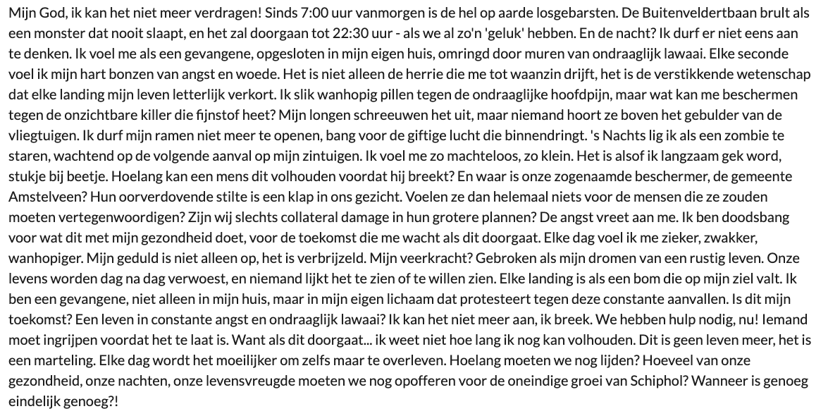 <a href="/MinisterIenW/">Robert Tieman</a>, <a href="/khadijaArib/">Khadija Arib</a>, <a href="/Gem_Amstelveen/">Gemeente Amstelveen</a>, wie doet er iets aan de 'hel op aarde' onder de Buitenveldertbaan? Deze schokkende melding vandaag op Vliegherrie.nl maakt duidelijk dat het zo echt niet langer meer kan. Retweet AUB.