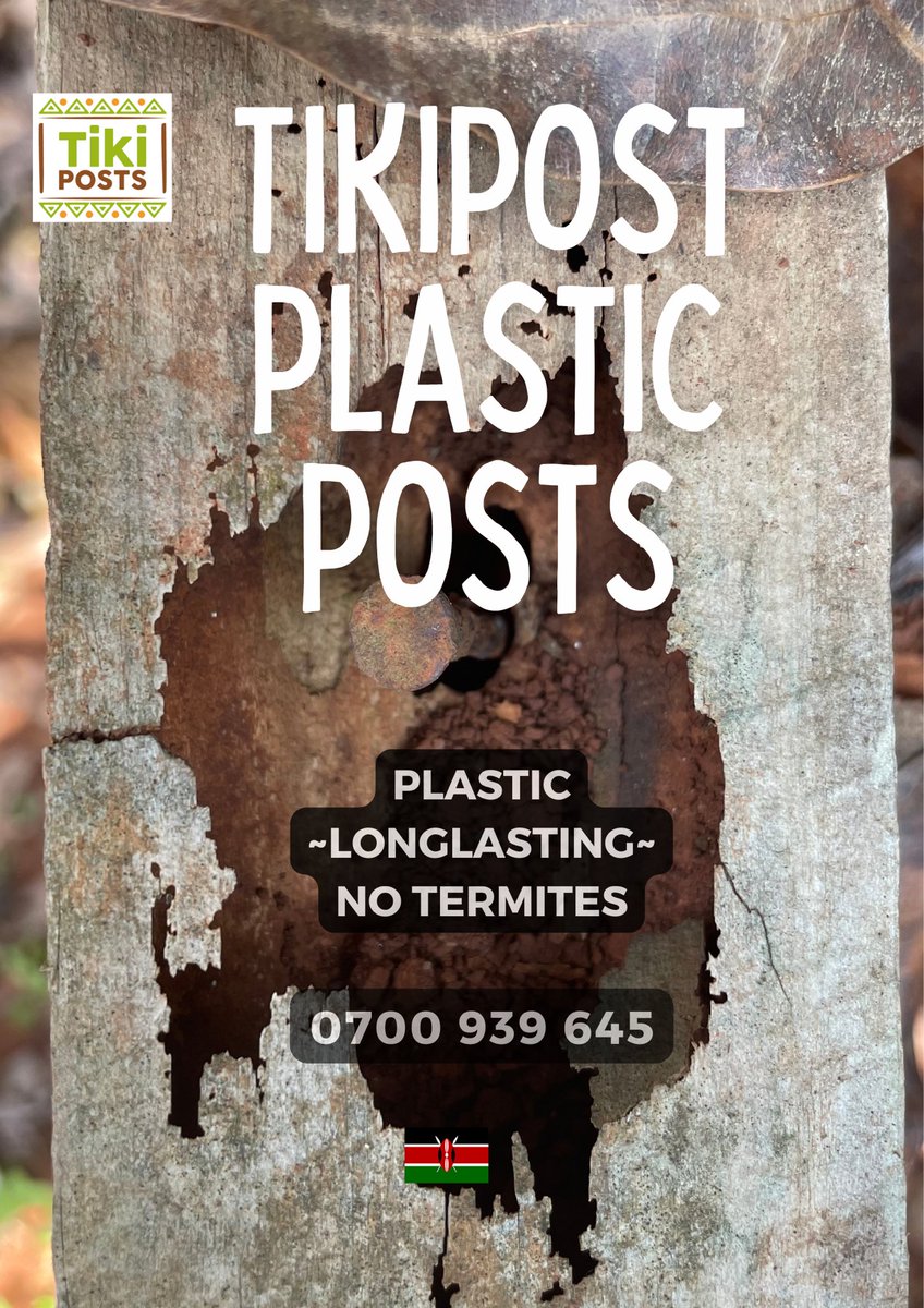 TikiPosts's tweet photo. 🤗 Wachana na Termites #TumiaTikipost plastic posts for your fences.
✅#Tikiposts are termite resistant
✅ #Tikiposts are long lasting
Talk to us:
💰from Kes 550 kes
☎️ 0700 939 645
Installation & transport available countrywide through partners https://t.co/j1Tm0Wqe96