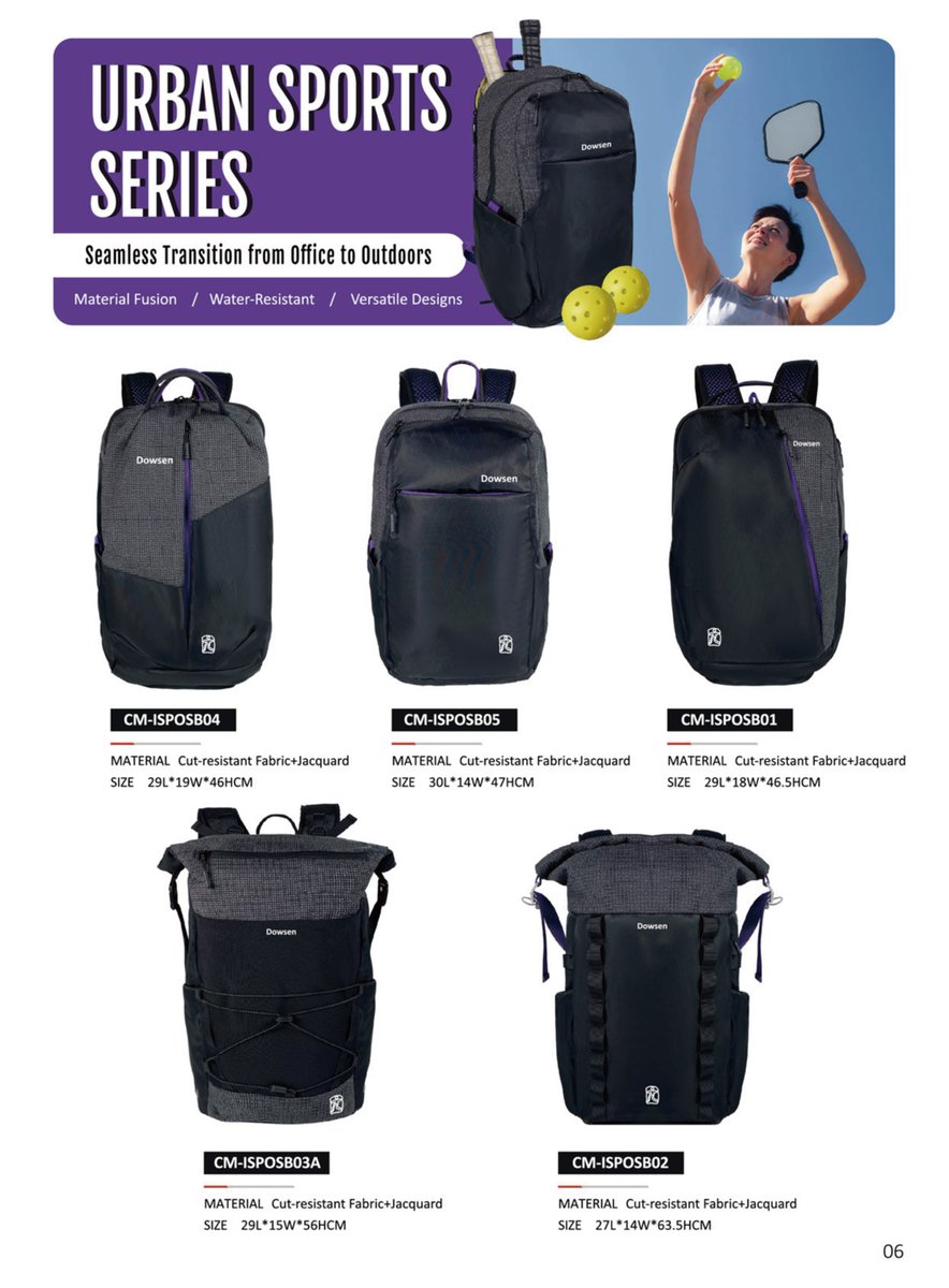lunadu0514's tweet image. Unleash your outdoor spirit with our new 5-piece #sportsbackpack collection! 🌈

Combining cut-resistant fabric and elegant jacquard, these backpacks are made for the thrill-seeker in you. Stay stylish and secure on every adventure. 💪

#Dowsenbags #SportsBags #OutdoorBags #ISPO