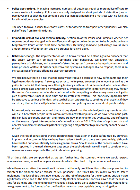 matt_dathan's tweet image. Excl: Rishi Sunak ignored a direct plea from Britain&apos;s most senior police officers who wrote to him a week before the election urging him to announce the SDS40 early release measure. 

They warned that failure to act would leave criminals exploiting the prisons crisis and police…
