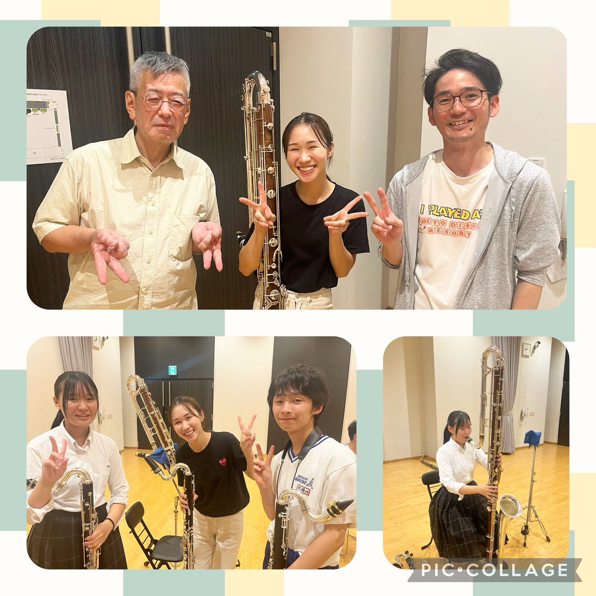 ヤマハ吹奏楽団首席の屋慶名さんとバスクラの山崎さん、そして元航空音楽隊の吉野さんが練習会にお越しくださいました。
屋慶名さんと山崎さんは、11/9の定期演奏会にものってくださる予定です😊

アルトクラ・コントラアルトクラ・コントラバスクラを目にした団員たちは目がキラキラ🤩

続く→