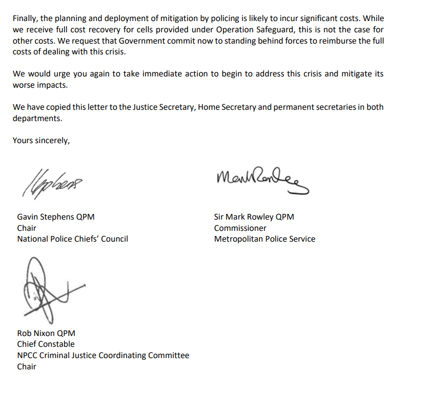 matt_dathan's tweet image. Excl: Rishi Sunak ignored a direct plea from Britain&apos;s most senior police officers who wrote to him a week before the election urging him to announce the SDS40 early release measure. 

They warned that failure to act would leave criminals exploiting the prisons crisis and police…