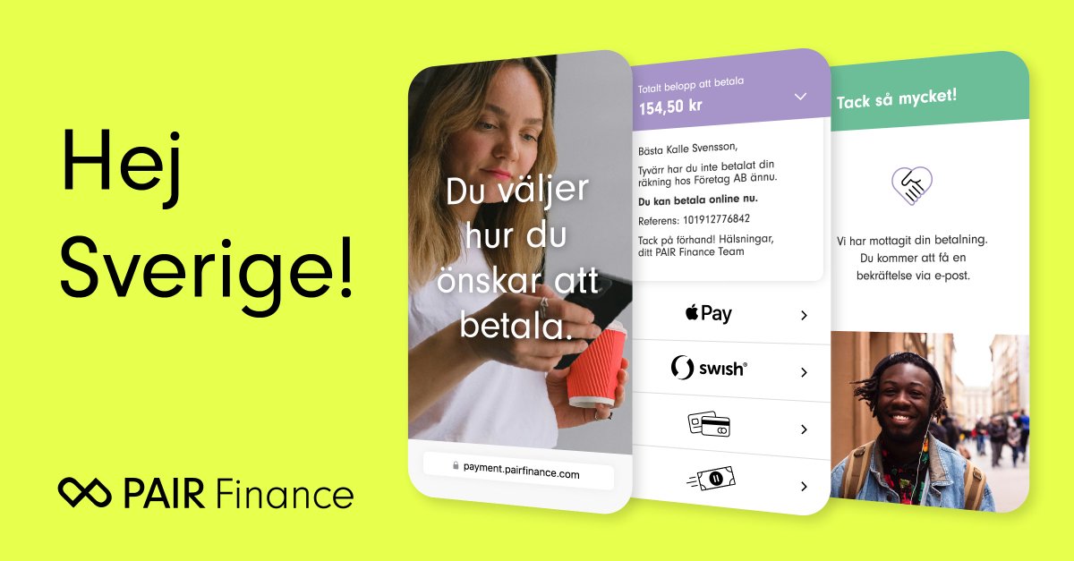 🇸🇪 Excited to announce our expansion into Sweden! 🎉

With our new Stockholm office, PAIR Finance is now active in 8 European countries. 🚀

We're redefining debt collection with AI &amp; behavioral science. We're ready to set a new industry standard! 💪

pairfinance.com/en/newsroom/pr…