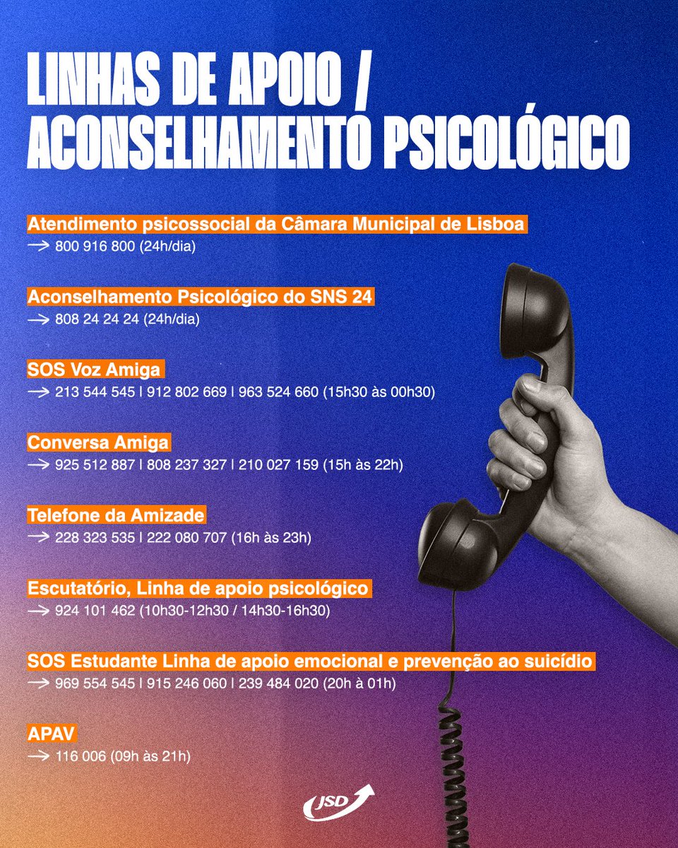 🧠 Se estás a atravessar um momento difícil, procura ajuda – a tua voz é fundamental.

🌈 Juntos, podemos criar um futuro onde ninguém tenha de enfrentar a dor em silêncio.

#JSD #PSD #SaúdeMental