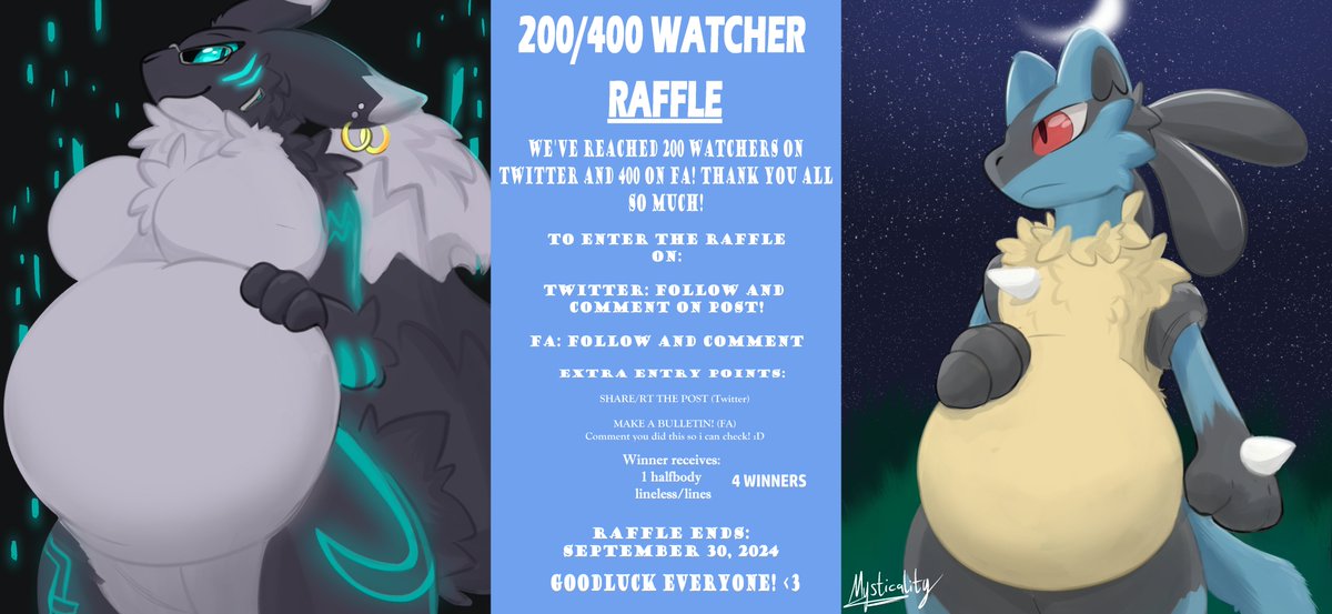 HEY!
We've reached 200 followers!! Thank you all so much for enjoying my content, it means a lot to me and I'm so happy to share with you! To celebrate, I'd like to host a raffle for you! The raffle co-exists with FA so both platforms can join! How to and rules below!