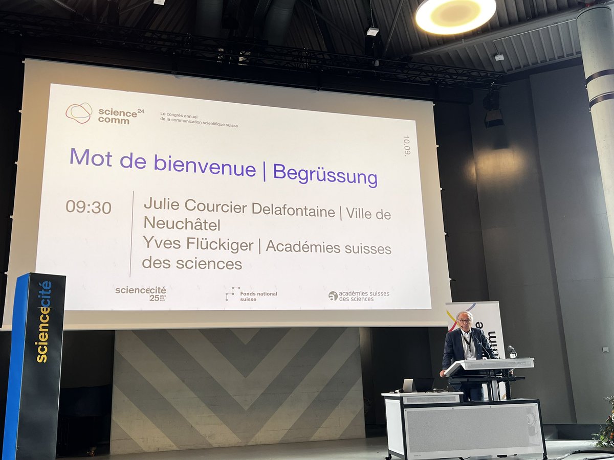 Opening words by <a href="/FlueckigerYves/">Flückiger Yves</a> former <a href="/unige_en/">UNIGE_en</a> rector and <a href="/scnatCH/">SCNAT</a>  president, at the #ScienceComm24 Yearly Conference. #scicomm