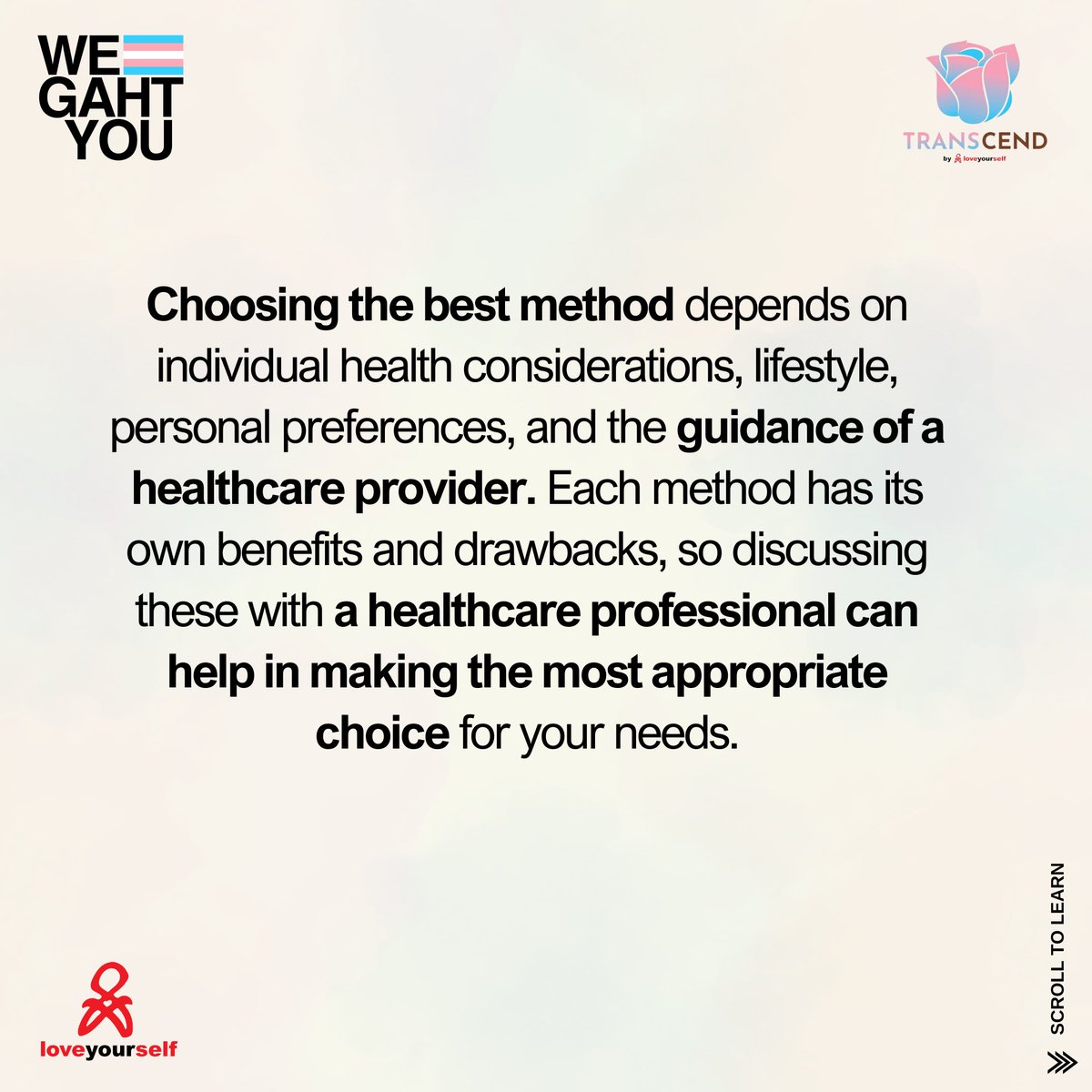 transcend_ly's tweet photo. @LoveYourselfPh Remember, it is important to always seek guidance from doctors specializing in transgender health for your medical transitioning journey. Don't know where to go? #weGAHTyou! Book an appointment with us through https://t.co/oZkY8FGAYw

#TRANScendByLoveYourself
#LoveYourselfPH https://t.co/nNffHNgG4O